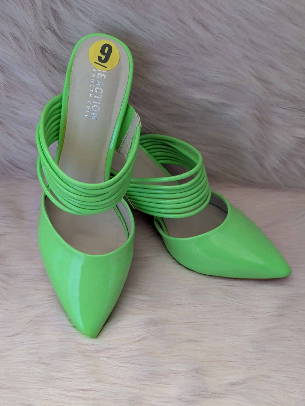 Kenneth Cole Reaction Neon Green Pointed Toe Slip-On Mules